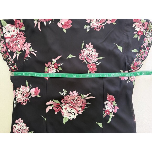 I.N. Studio Women's Floral Chiffon Flutter Sleeve Romantic Office Going Out XL - Picture 7 of 8